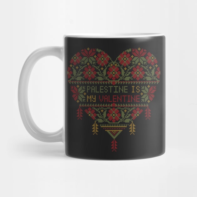 Palestine Is My Valentine Love Heart Customized Popular Palestinian Embroidery Tatreez Art by QualiTshirt